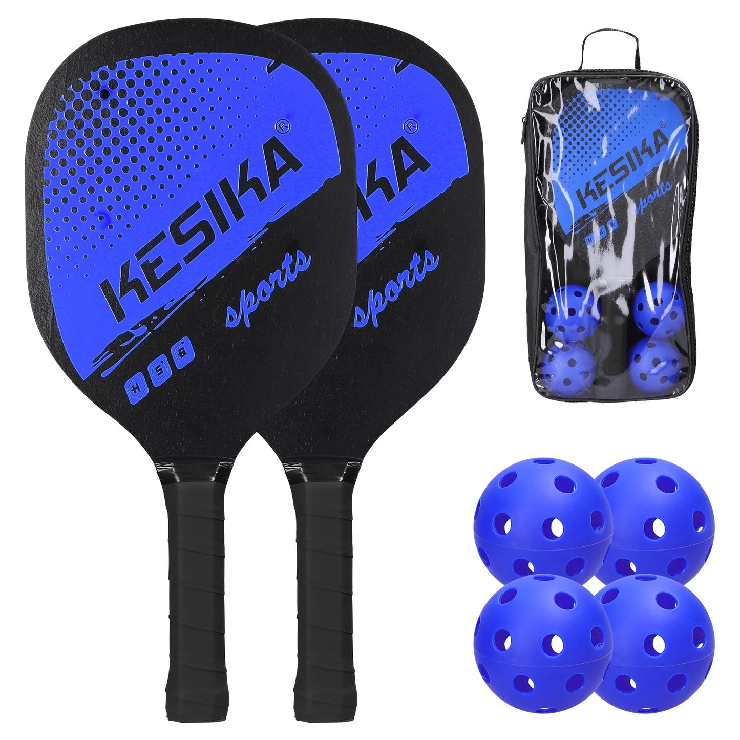 Pickleball Paddle Set Pickleball Rackets Ball Set 2 Rackets & 4 Pickleball Balls with Carrying Bag for Men Women